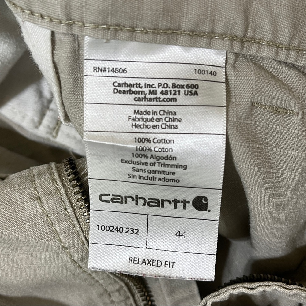 Carhartt Men's Relaxed Fit Canvas Work Shorts Khaki Size 44 Flat Front - Picture 8 of 13